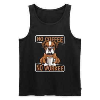 Coffee Cafe Boxer Dog No Coffee No Workee - Men's Premium Organic Tank Top - black - Front - AI Model Male 178 light (178cm)