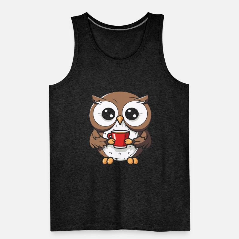 Kaffee Cafe Eule Männer Premium Bio Tank Top