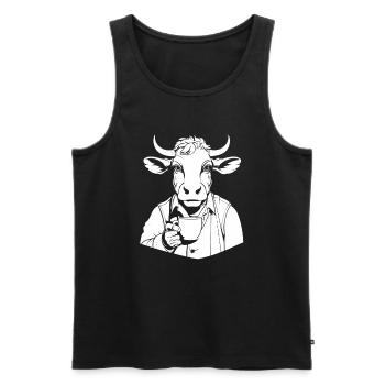 Vache, Agriculteur, Bétail, Café - Débardeur bio Premium Homme - noir - Devant - Michal (187cm)