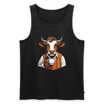 Vache, Agriculteur, Bétail, Café - Débardeur bio Premium Homme - noir - Devant - Michal (187cm)