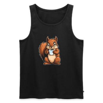 Eichhörnchen Kaffee - Männer Premium Bio Tank Top - Schwarz - Vorne - Michal (187cm)