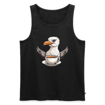 Seagull Coffee - Men's Premium Organic Tank Top - black - Front - AI Model Male 178 light (178cm)