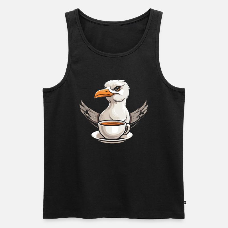 Möwe Kaffee - Männer Premium Bio Tank Top - Schwarz