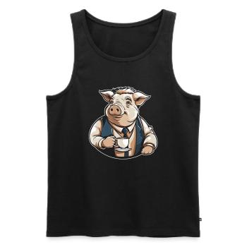 Schwein Schweinebauer Kaffee - Männer Premium Bio Tank Top - Schwarz - Vorne - AI Model Male 178 light (178cm)