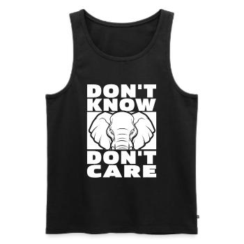 Elefant Lustig Dont Know Dont Care - Männer Premium Bio Tank Top - Schwarz - Vorne - AI Model Male 178 light (178cm)