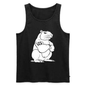 Capybara Capybara biceps tatouage j’aime papa - Débardeur bio Premium Homme - noir - Devant - Michal (187cm)