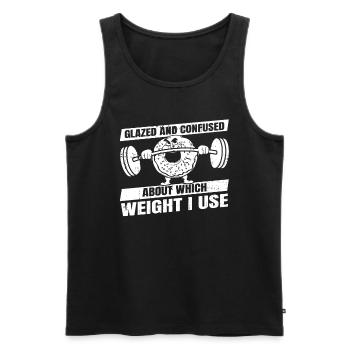 Donut Fitness Funny Donut Gym - Men's Premium Organic Tank Top - black - Front - AI Model Male 178 light (178cm)