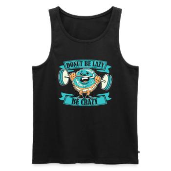 Donut Fitness Lustig Donut Gym - Männer Premium Bio Tank Top - Schwarz - Vorne - Michal (187cm)