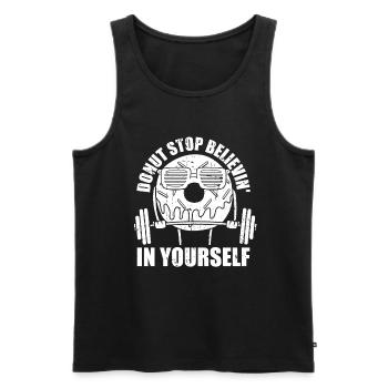 Donut Fitness Funny Donut Gym - Débardeur bio Premium Homme - noir - Devant - AI Model Male 178 light (178cm)