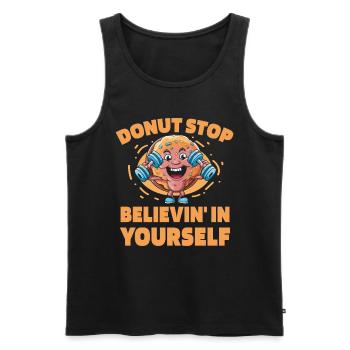 Donut Fitness Funny Donut Gym - Débardeur bio Premium Homme - noir - Devant - AI Model Male 178 light (178cm)