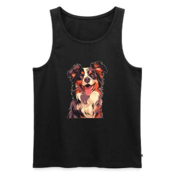 Australian Shepherd - Men's Premium Organic Tank Top - black - Front - AI Model Male 178 light (178cm)
