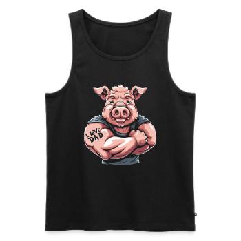 Pig Pig Farmer Dad I Love Dad - Men's Premium Organic Tank Top - black - Front - AI Model Male 178 light (178cm)