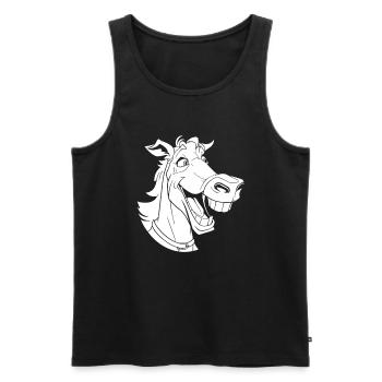 Cheval Équestre Drôle - Débardeur bio Premium Homme - noir - Devant - Michal (187cm)