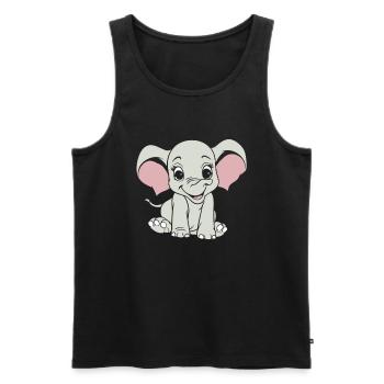 Éléphant souriant - Débardeur bio Premium Homme - noir - Devant - Michal (187cm)