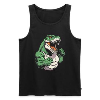 Fitness T Rex - Männer Premium Bio Tank Top - Schwarz - Vorne - Michal (187cm)