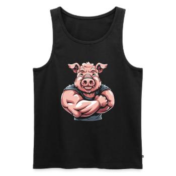 Cochon de fitness - Débardeur bio Premium Homme - noir - Devant - Michal (187cm)