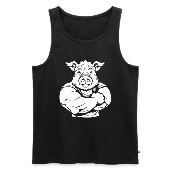Cochon de fitness - Débardeur bio Premium Homme - noir - Devant - Michal (187cm)