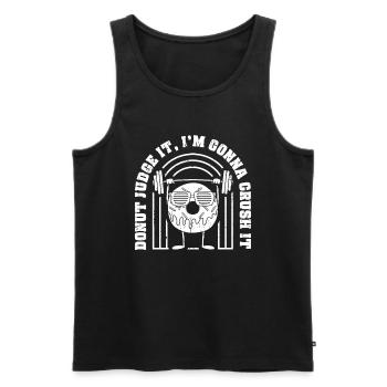Donut Fitness Funny Donut Gym - Débardeur bio Premium Homme - noir - Devant - AI Model Male 178 light (178cm)
