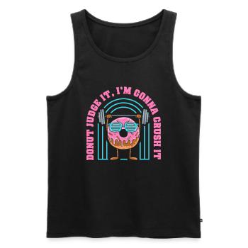 Donut Fitness Funny Donut Gym - Débardeur bio Premium Homme - noir - Devant - AI Model Male 178 light (178cm)