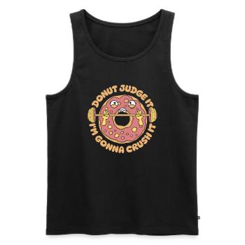Donut Fitness Funny Donut Gym - Débardeur bio Premium Homme - noir - Devant - Michal (187cm)