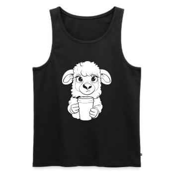 Sheep Coffee - Men's Premium Organic Tank Top - black - Front - AI Model Male 178 light (178cm)