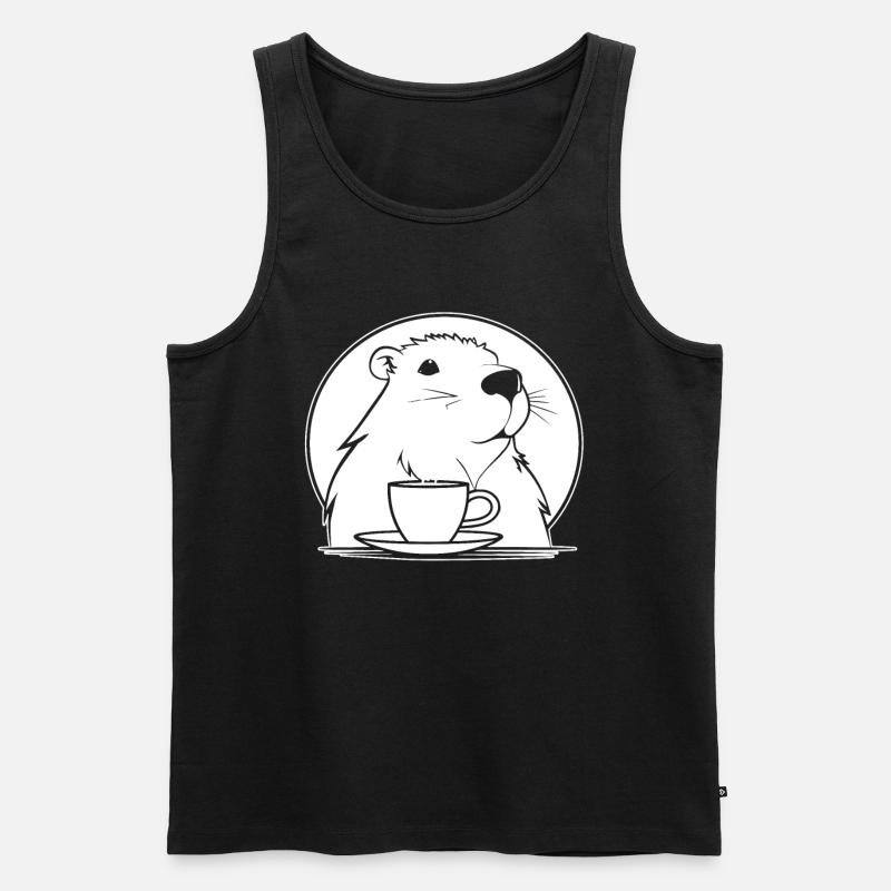 Capybara Wasserschwein Kaffee - Männer Premium Bio Tank Top - Schwarz