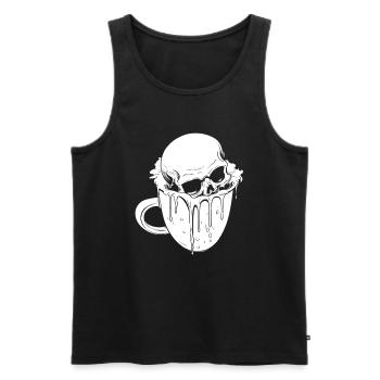 Coffee Cafe Skull - Men's Premium Organic Tank Top - black - Front - Michal (187cm)
