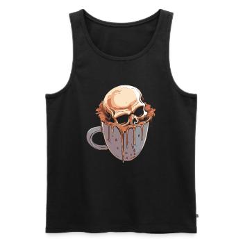 Coffee Cafe Skull - Men's Premium Organic Tank Top - black - Front - Michal (187cm)