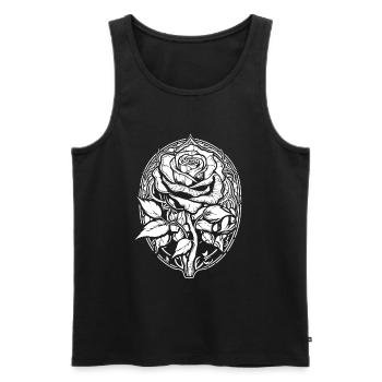 Rose rouge Goth - Débardeur bio Premium Homme - noir - Devant - AI Model Male 178 light (178cm)