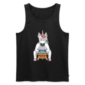 Gamer Gaming Gamer Unicorn - Männer Premium Bio Tank Top - Schwarz - Vorne - Michal (187cm)