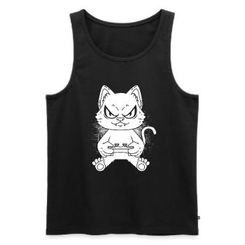 Gamer Gaming Gamer Cat - Männer Premium Bio Tank Top - Schwarz - Vorne - Michal (187cm)