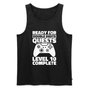 Gaming 10e anniversaire 10 ans Gamer - Débardeur bio Premium Homme - noir - Devant - Michal (187cm)