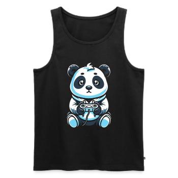 Gamer Gaming Gaming Panda Bear - Men's Premium Organic Tank Top - black - Front - AI Model Male 178 light (178cm)