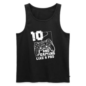 Gaming 10e anniversaire 10 ans Gamer - Débardeur bio Premium Homme - noir - Devant - Michal (187cm)
