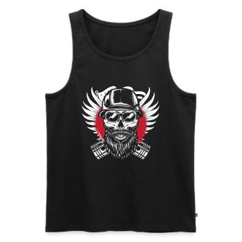 Motorrad Biker Motorbike Skull Motorcycle - Men's Premium Organic Tank Top - black - Front - Michal (187cm)