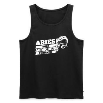 Widder Sternzeichenmerkmale - Männer Premium Bio Tank Top - Schwarz - Vorne - AI Model Male 178 light (178cm)