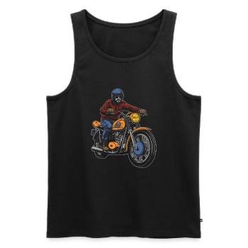 Motorrad Biker Motorbike Skull Motorcycle - Men's Premium Organic Tank Top - black - Front - Michal (187cm)