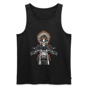 Motorrad Biker Motorbike Skull Motorcycle - Männer Premium Bio Tank Top - Schwarz - Vorne - Michal (187cm)