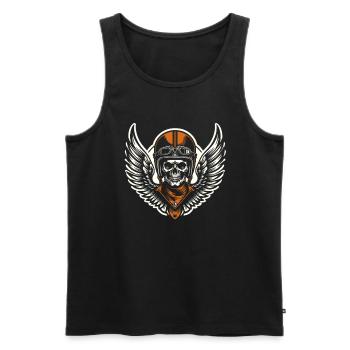 Motorrad Biker Motorbike Skull Motorcycle - Männer Premium Bio Tank Top - Schwarz - Vorne - Michal (187cm)