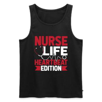 ECG de l’infirmière - Débardeur bio Premium Homme - noir - Devant - Michal (187cm)