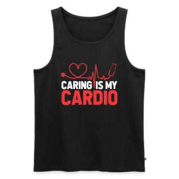 Krankenschwester Cardio Herz - Männer Premium Bio Tank Top - Schwarz - Vorne - Michal (187cm)