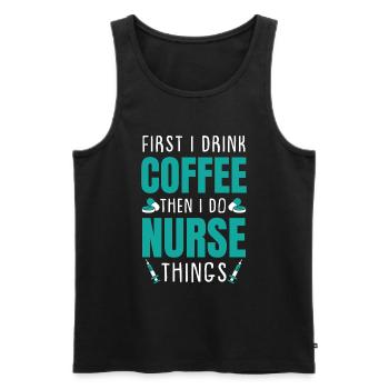 Nurse Caffeine - Men's Premium Organic Tank Top - black - Front - AI Model Male 178 light (178cm)