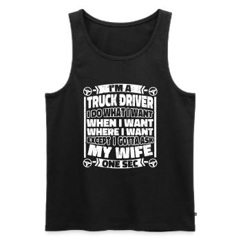 Lkw Fahrer Trucker Lastwagenfahrer - Männer Premium Bio Tank Top - Schwarz - Vorne - Michal (187cm)