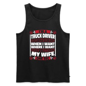 Lkw Fahrer Trucker Lastwagenfahrer - Männer Premium Bio Tank Top - Schwarz - Vorne - Michal (187cm)