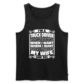 Lkw Fahrer Trucker Lastwagenfahrer - Männer Premium Bio Tank Top - Schwarz - Vorne - Michal (187cm)