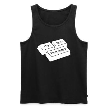Gamer Gaming Keyboard Shortcuts Ctrl Alt Defeat - Men's Premium Organic Tank Top - black - Front - AI Model Male 178 light (178cm)