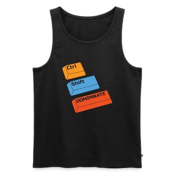 Gamer Gaming Keyboard Shortcuts Ctrl Alt Defeat - Men's Premium Organic Tank Top - black - Front - AI Model Male 178 light (178cm)