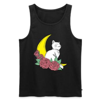 Mond Cottagecore Katze Moon Cat - Men's Premium Organic Tank Top - black - Front - AI Model Male 178 light (178cm)