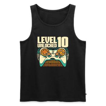 Gamer Gaming Niveau 10 Débloqué - Débardeur bio Premium Homme - noir - Devant - Michal (187cm)