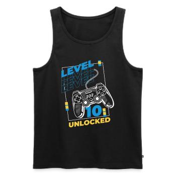Gamer Gaming Niveau 10 Débloqué - Débardeur bio Premium Homme - noir - Devant - Michal (187cm)